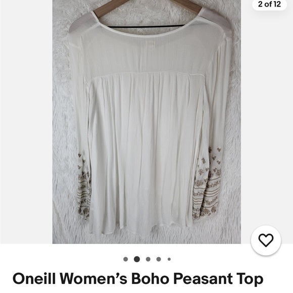O'Neill Women's Cream Boho Peasant Top - Picture 1 of 6